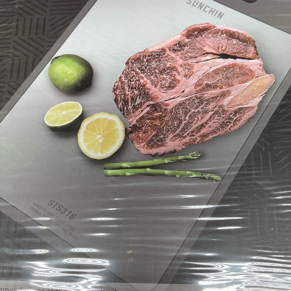 Sunchin 316 Stainless Steel , Wheat Straw Double Sided Cutting Board